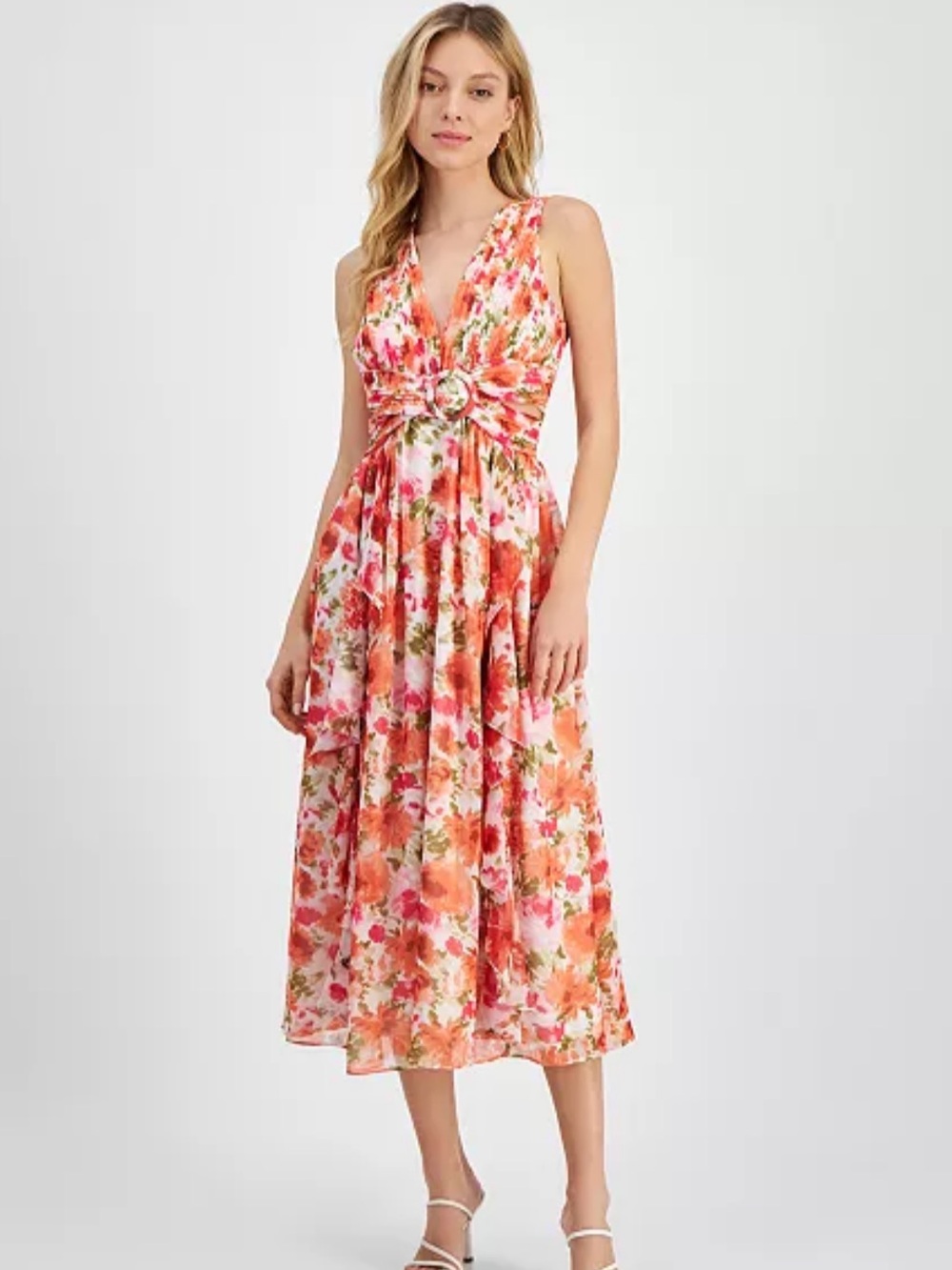 LucyParis Lovis Floral Sleeveless Dress - Pink/Coral Size Medium NWT